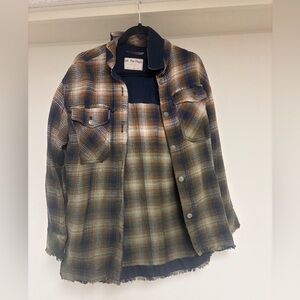 We The Free womens Checkered Jacket - Brown and Navy